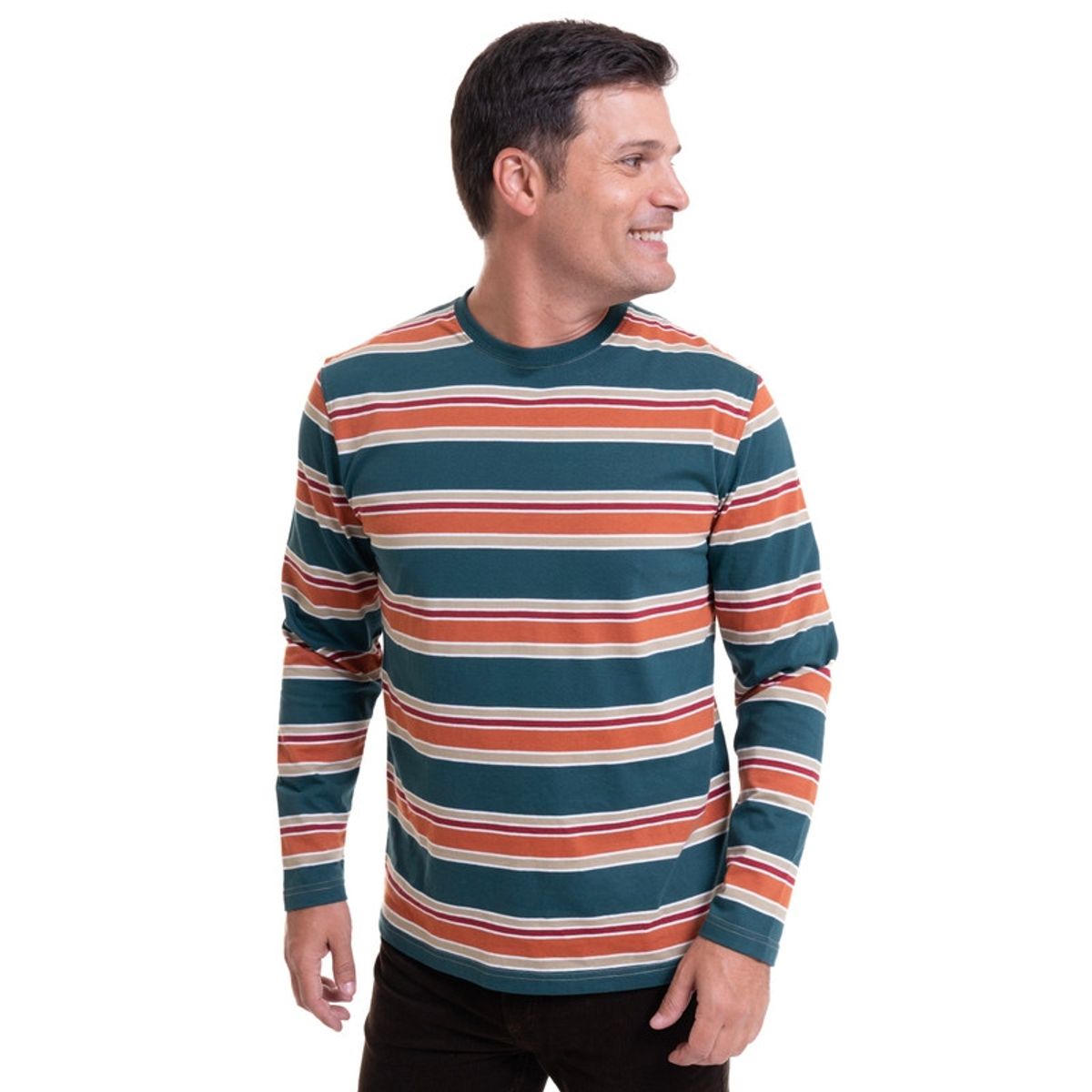 KOTTING - Polera Jersey Listada Cuello Redondo Verde KOTTING