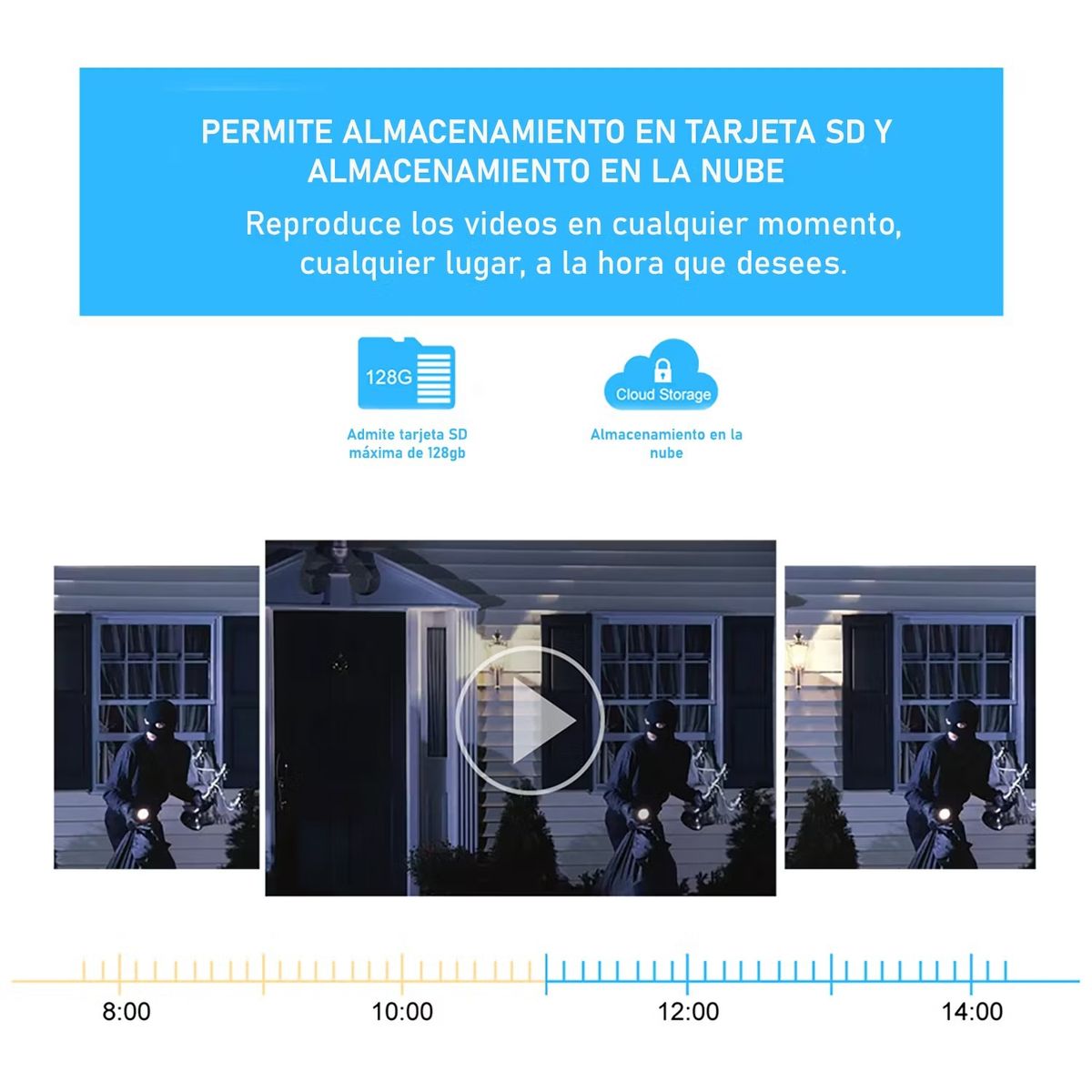 GENERICO - Cámara de seguridad exterior con infrarrojo y sensores