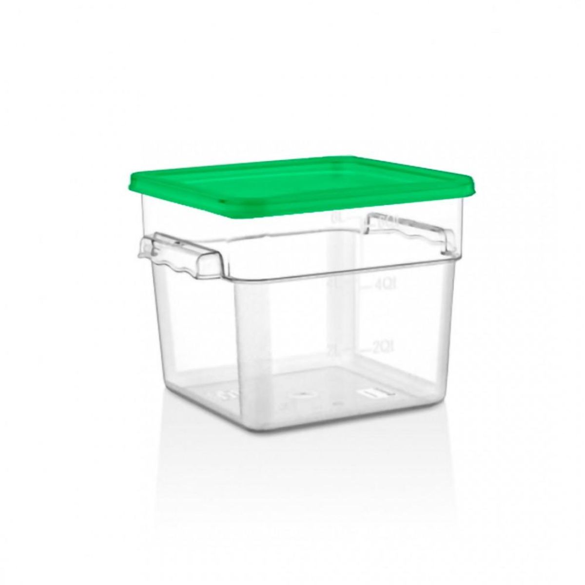GASTROPLAST - RECIPIENTE POLICARBONATO CUADRADO 3,8 LT CON TAPA VERDE IMAHE