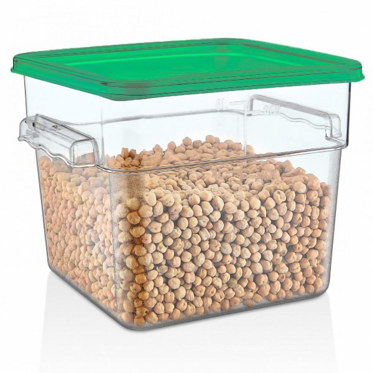 GASTROPLAST - RECIPIENTE POLICARBONATO CUADRADO 3,8 LT CON TAPA VERDE IMAHE