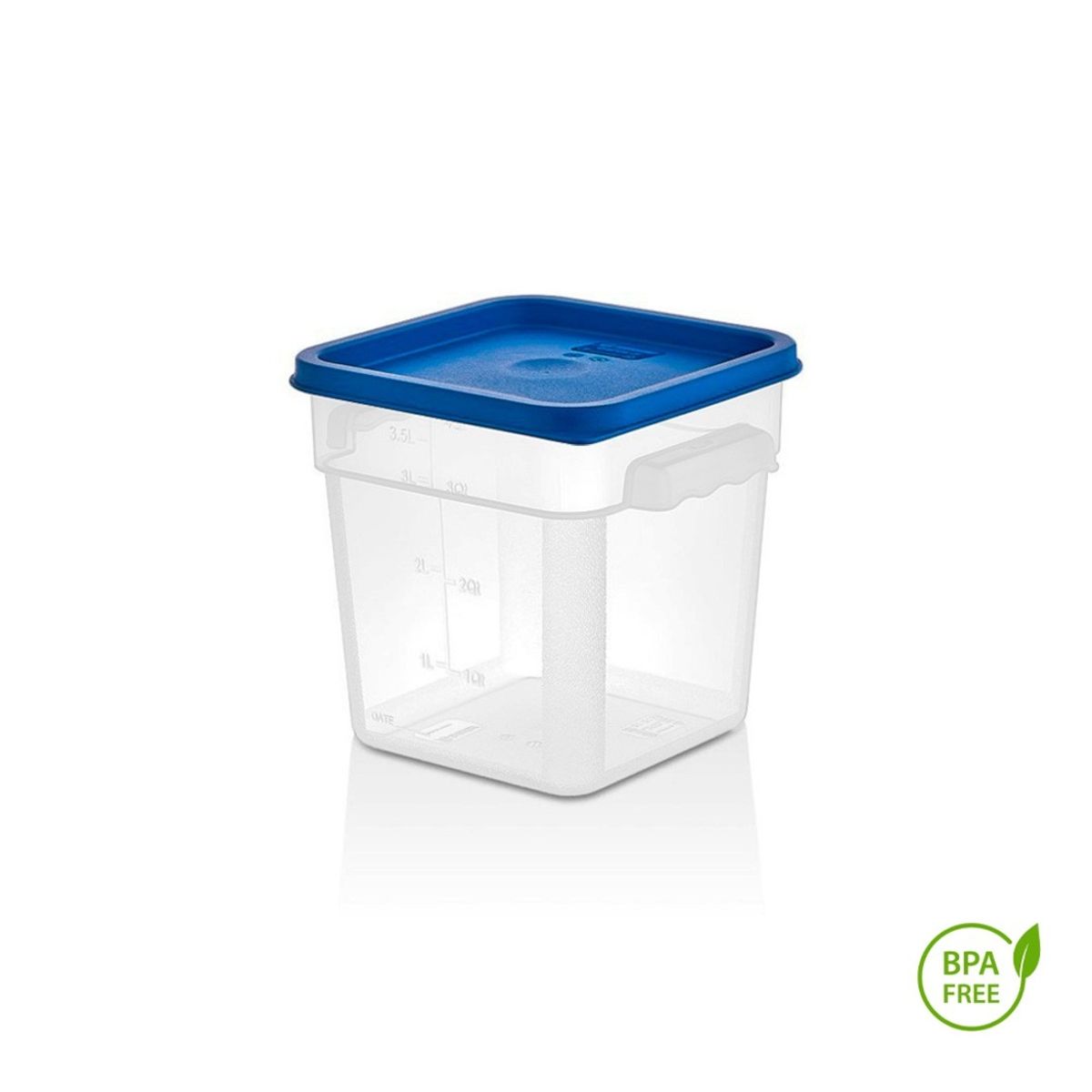 IMAHE - RECIPIENTE CUADRADO POLIPROPILENO 3.8 LTS CON TAPA AZUL IMAHE