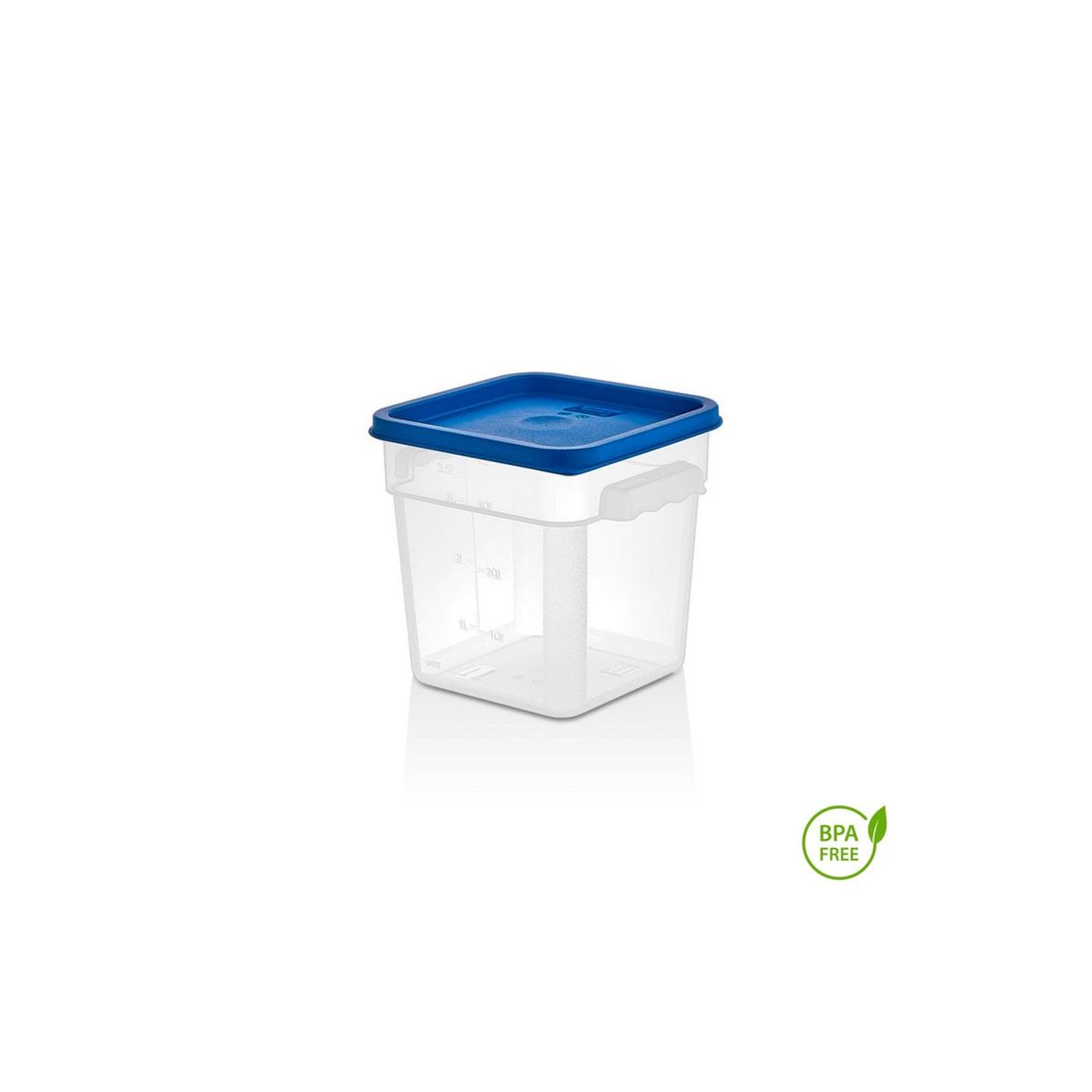 IMAHE - RECIPIENTE CUADRADO POLIPROPILENO 3.8 LTS CON TAPA AZUL IMAHE