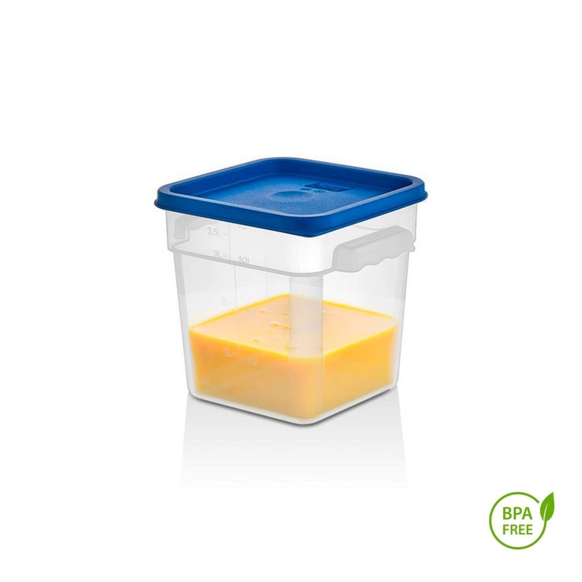 IMAHE - RECIPIENTE CUADRADO POLIPROPILENO 3.8 LTS CON TAPA AZUL IMAHE
