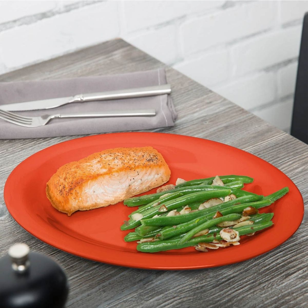 IMAHE - SET 4 PLATO OVALADO MELAMINA NARANJO 30 x 23 cm IMAHE