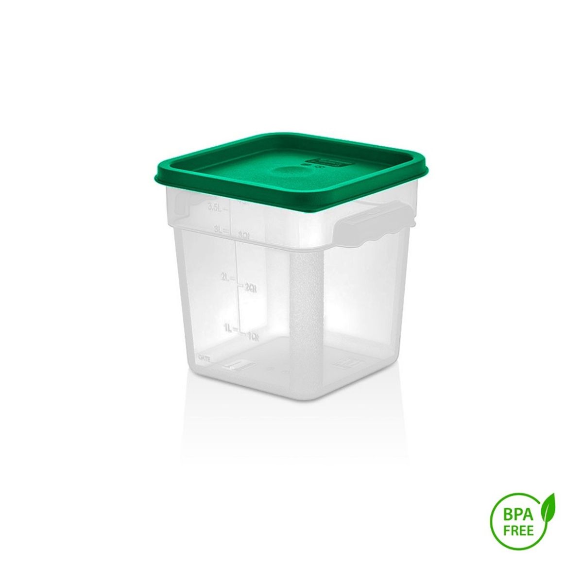 GASTROPLAST - RECIPIENTE CUADRADO POLIPROPILENO 3.8 LTS CON TAPA VERDE GASTROPLAST