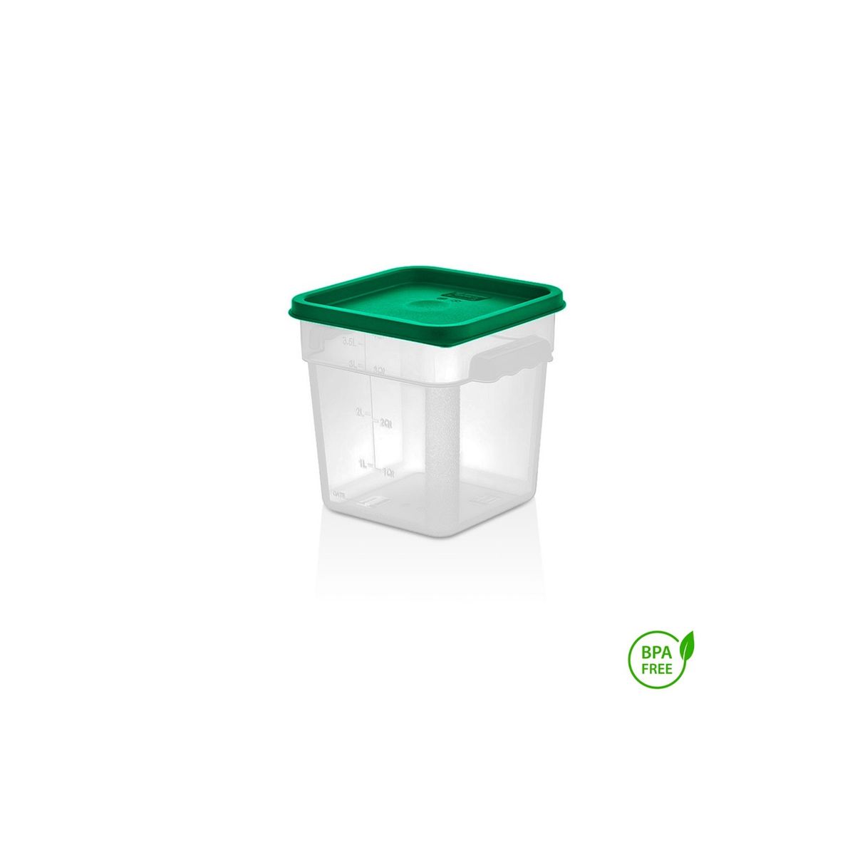 GASTROPLAST - RECIPIENTE CUADRADO POLIPROPILENO 3.8 LTS CON TAPA VERDE GASTROPLAST