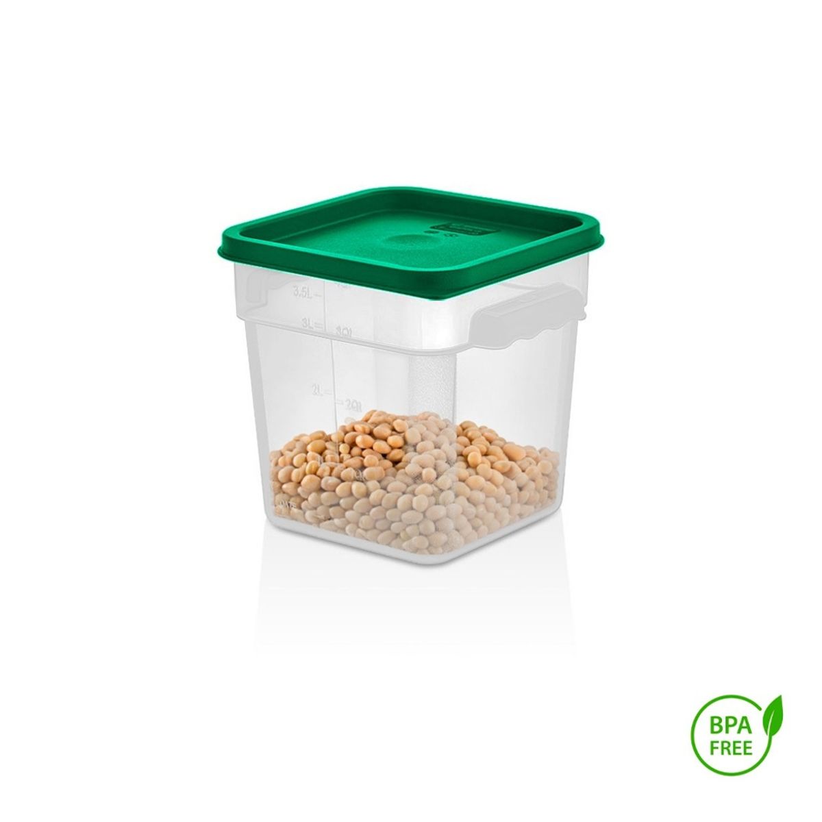 GASTROPLAST - RECIPIENTE CUADRADO POLIPROPILENO 3.8 LTS CON TAPA VERDE GASTROPLAST