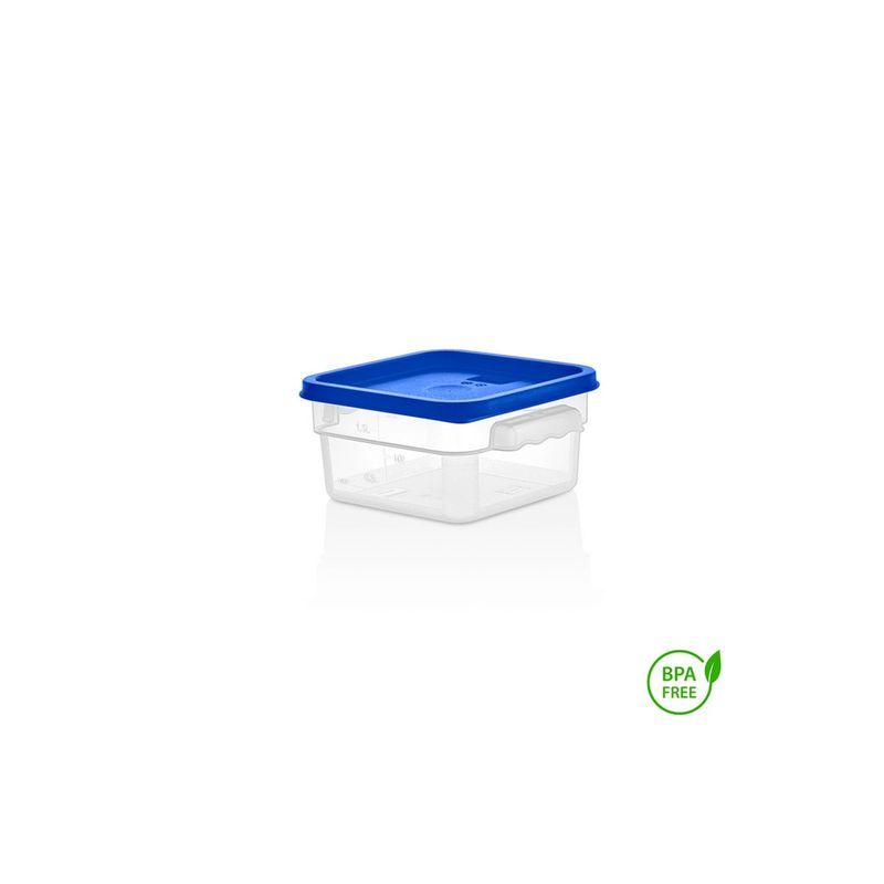 IMAHE - RECIPIENTE CUADRADO POLIPROPILENO 1.9 LTS CON TAPA AZUL IMAHE