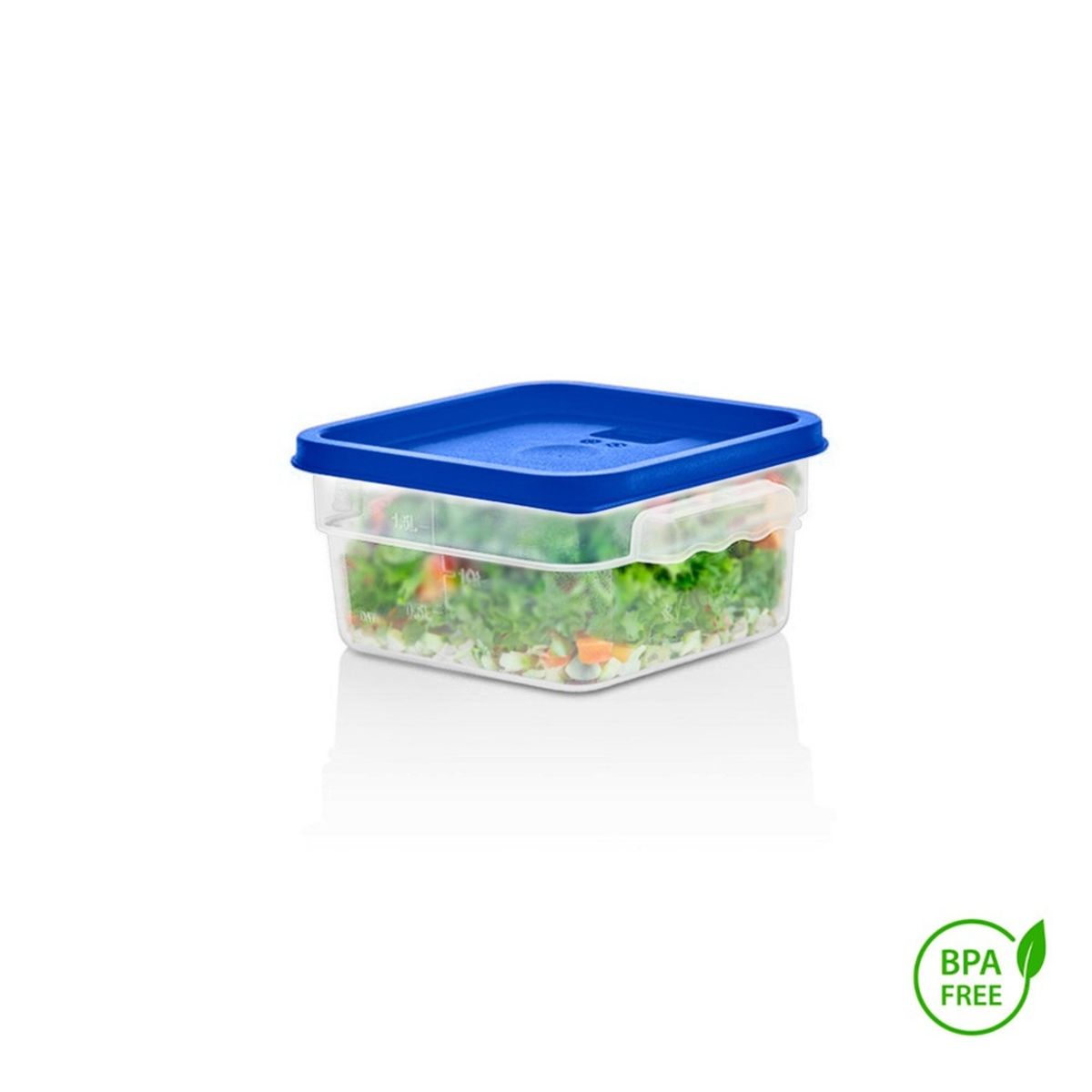 IMAHE - RECIPIENTE CUADRADO POLIPROPILENO 1.9 LTS CON TAPA AZUL IMAHE
