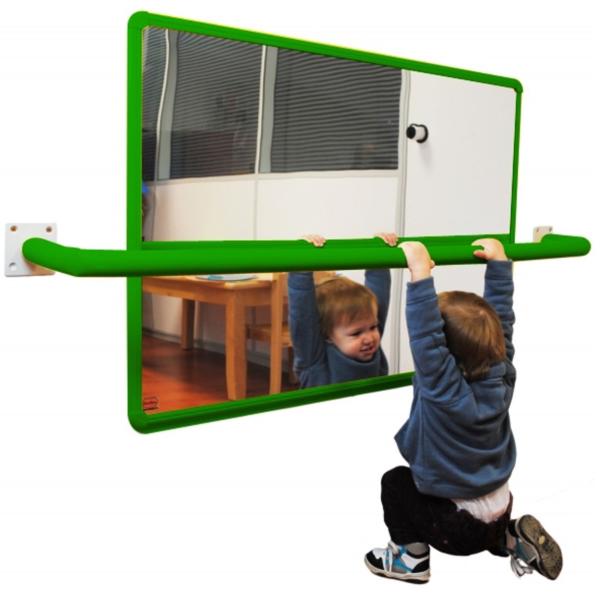 GENERICO - Espejo Irrompible con Marco de Aluminio Lacado Verde 100 X 65 cm