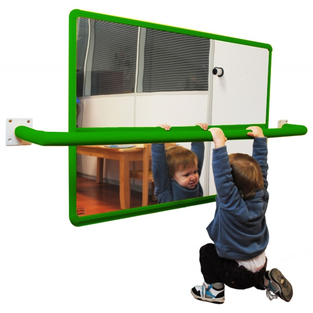 GENERICO - Espejo Irrompible con Marco de Aluminio Lacado Verde 100 X 65 cm