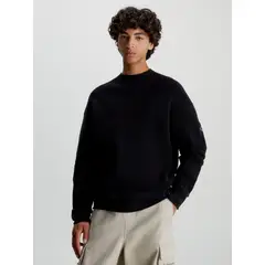 CALVIN KLEIN - Sweater Badge Relaxed Negro