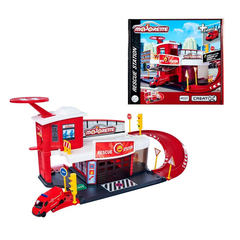 MAJORETTE - Creatix Estacion De Rescate + 1 Vehiculo Majorette