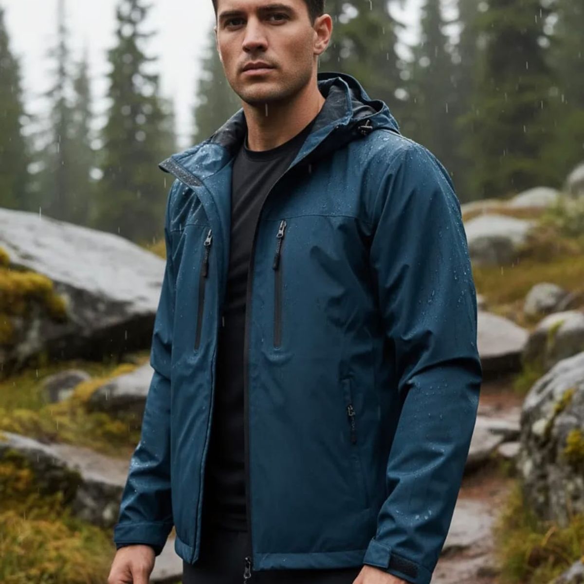 BLUE MOUNTAIN - Chaqueta Outdoor Corta Viento Hombre Termica Impermeable