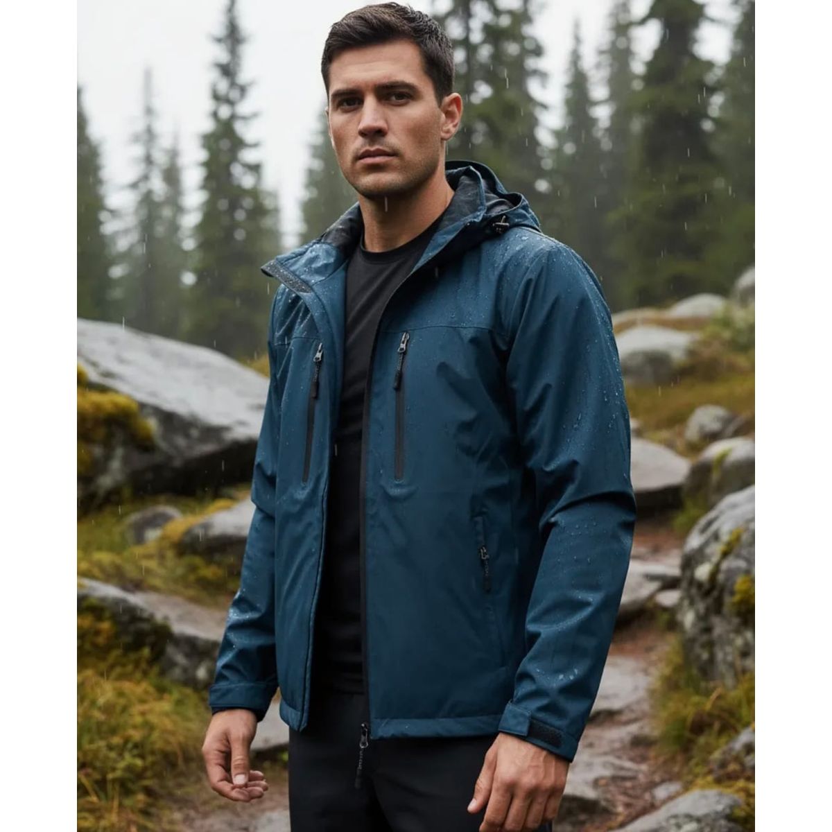 BLUE MOUNTAIN - Chaqueta Outdoor Corta Viento Hombre Termica Impermeable