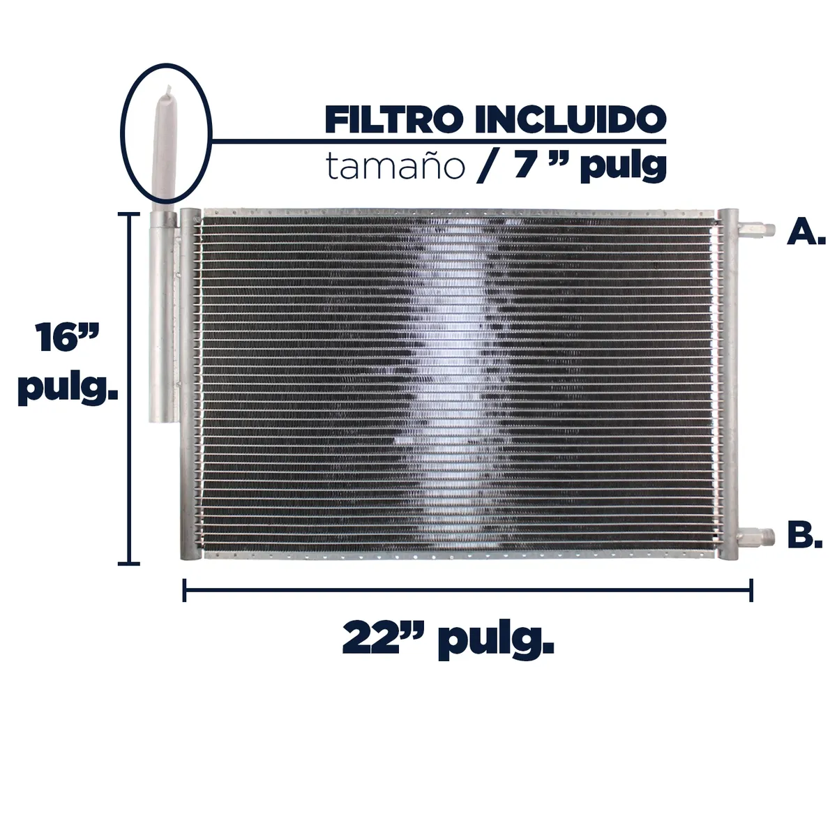 UNIVERSAL - CONDENSADOR DE AC 16X22 CON FILTRO FLUJO PARALELO UNIVERSAL