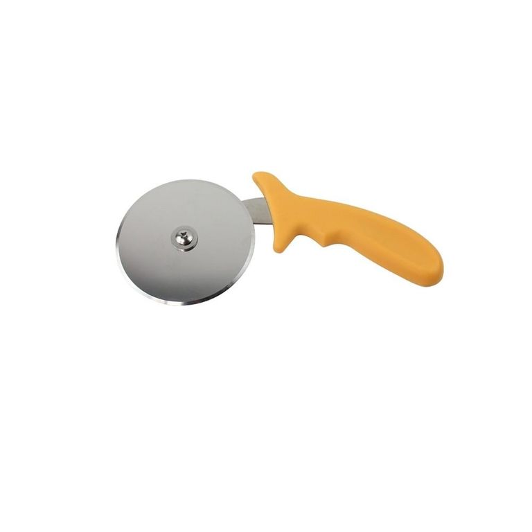 CORTADOR DE PIZZA 10 CM MANGO AMARILLO
