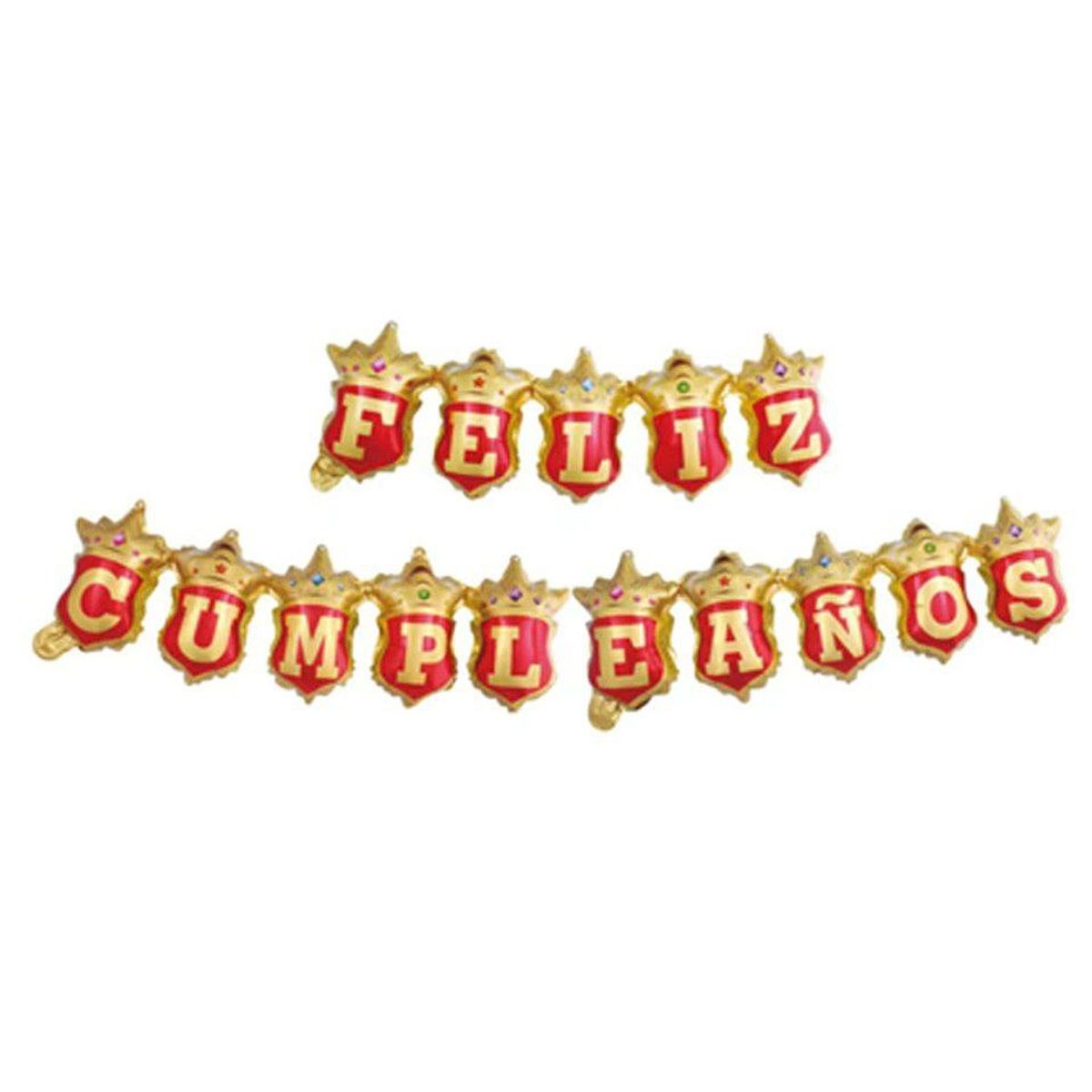 GENERICO - Guirnalda De Globos Feliz Cumpleaños Dorado y Rojo 36x249cm