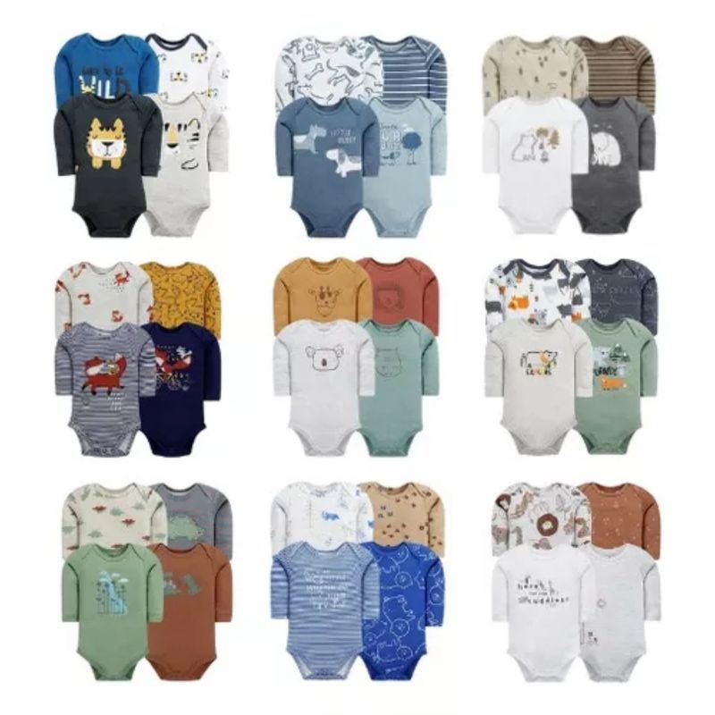 TEDMIMAK - Pack 4 Bodys Tedmimak Niño Manga Larga 100% Algodón Surtidos