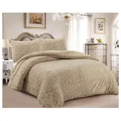 COMPRAPO - Cobertor Plumón Trenzado con Chiporro Invierno 2 Plazas Beige