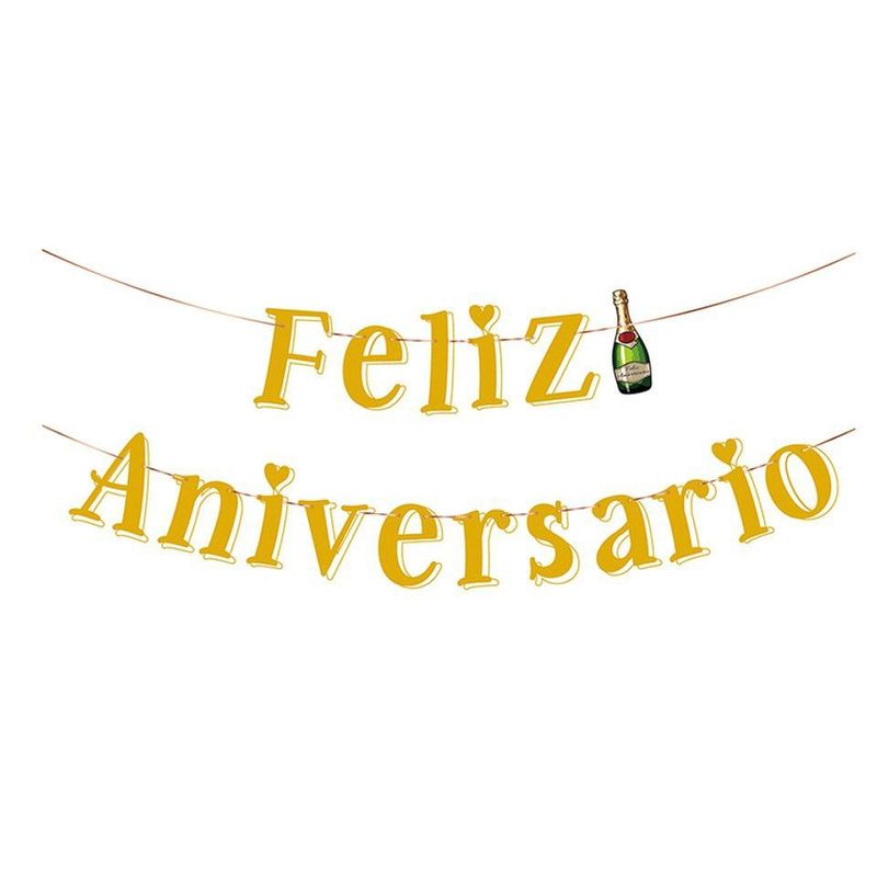 GENERICO - Guirnalda De Feliz Aniversario Dorado 5m
