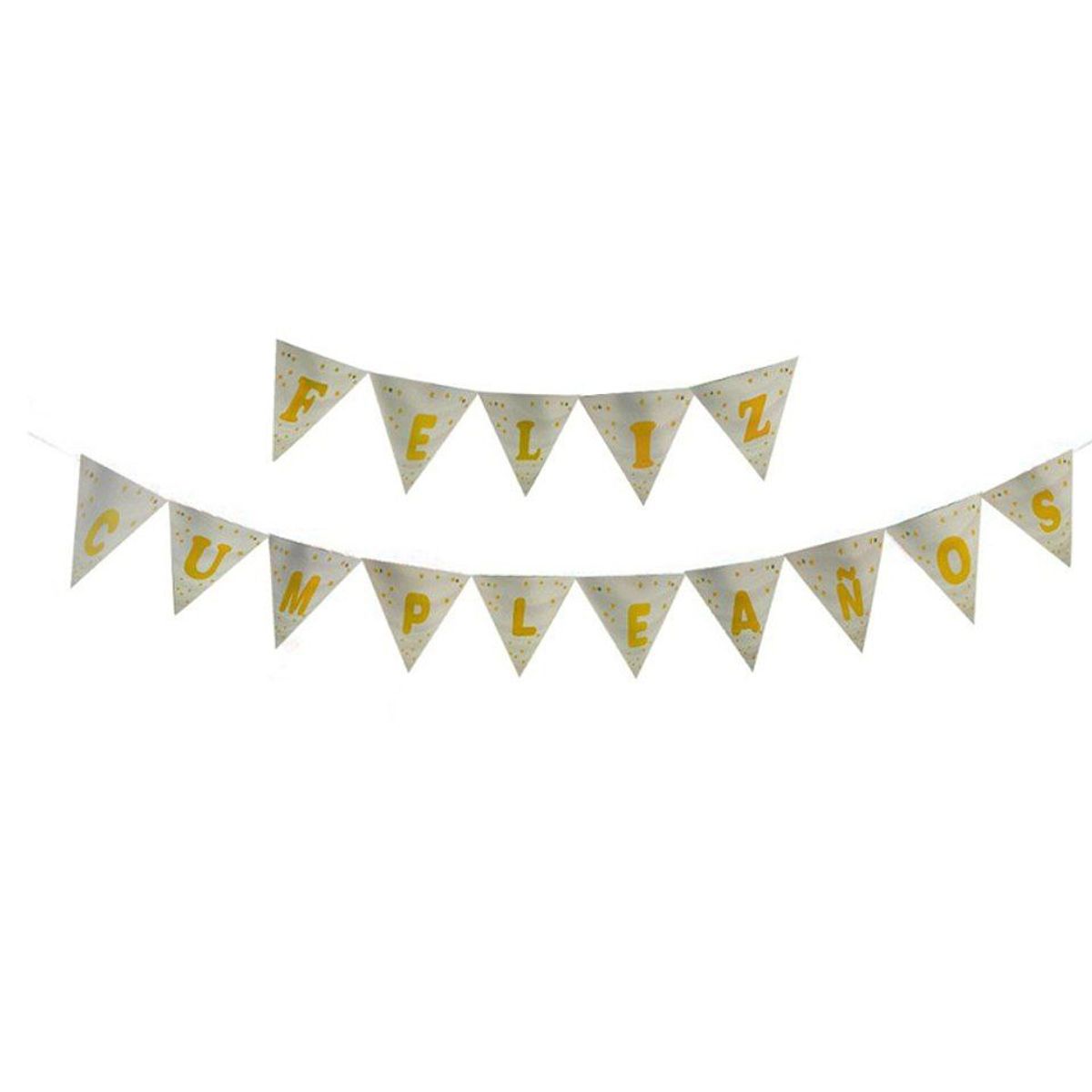 GENERICO - Banderín Feliz Cumpleaños Plateado 5 M