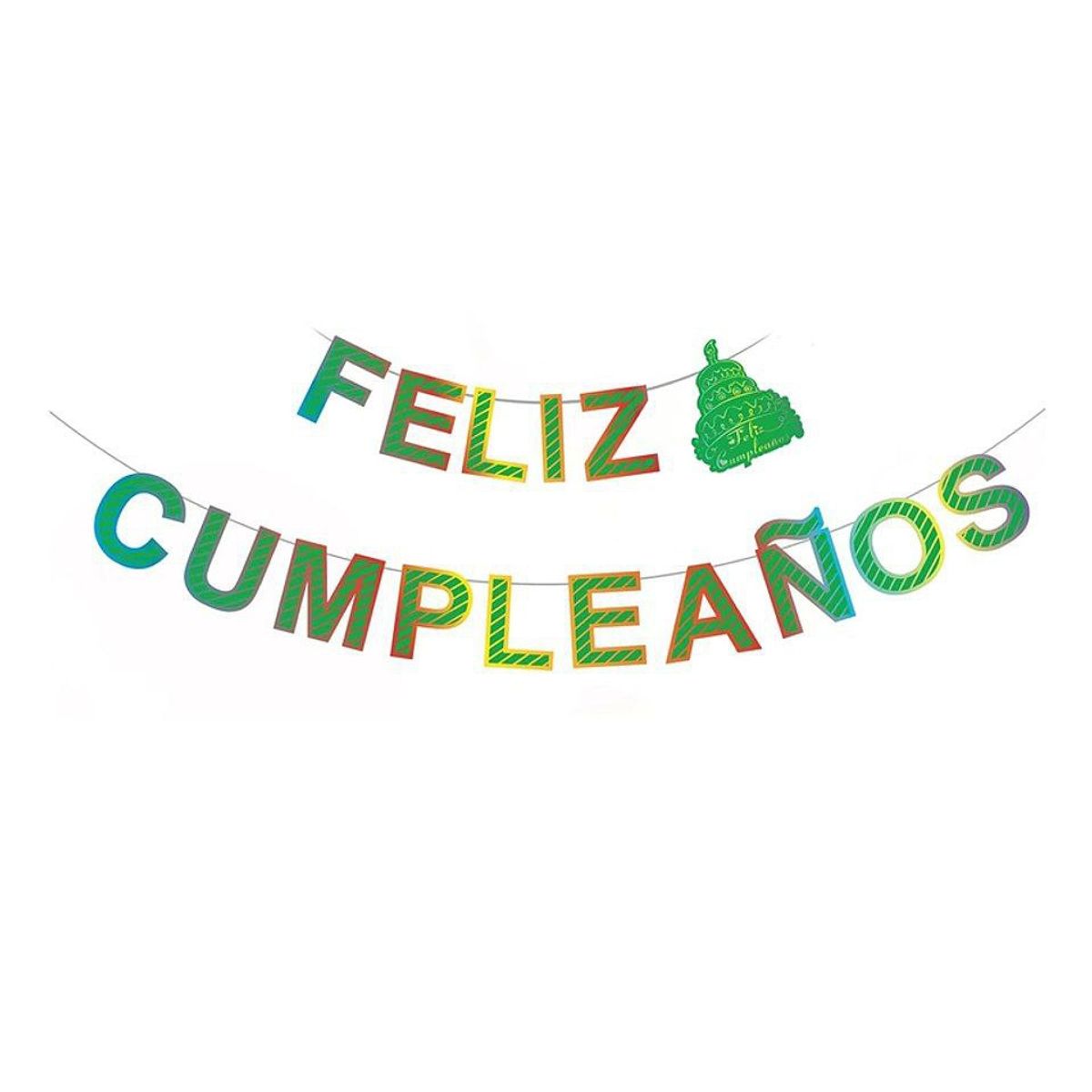 GENERICO - Guirnalda De Feliz Cumpleaños Verde 5 M