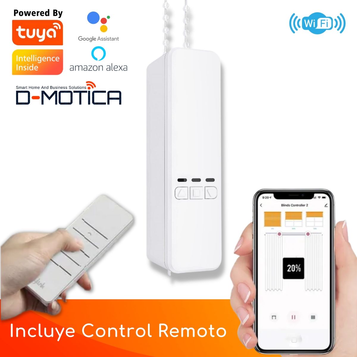 D MOTICA - Motor Inteligente Wifi Para Cortinas Roller Con control Remoto