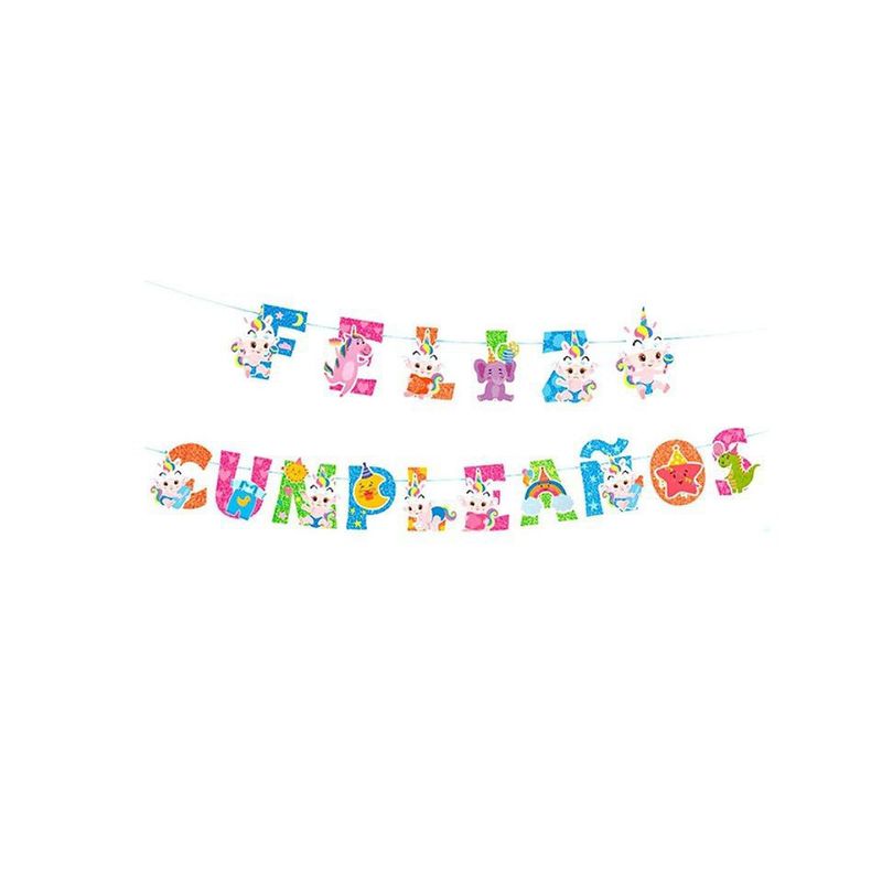 GENERICO - Guirnalda De Feliz Cumpleaños Bebes Unicornio 5m