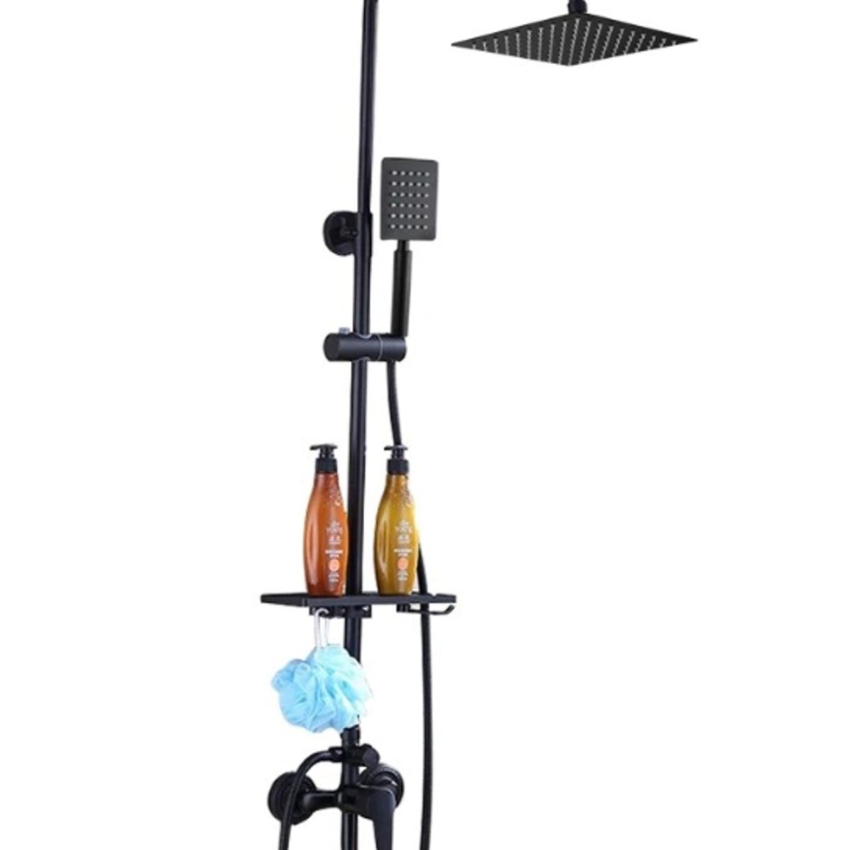 GENERICO - DUCHA 3 FUNCIONES CUADRADA NEGRA