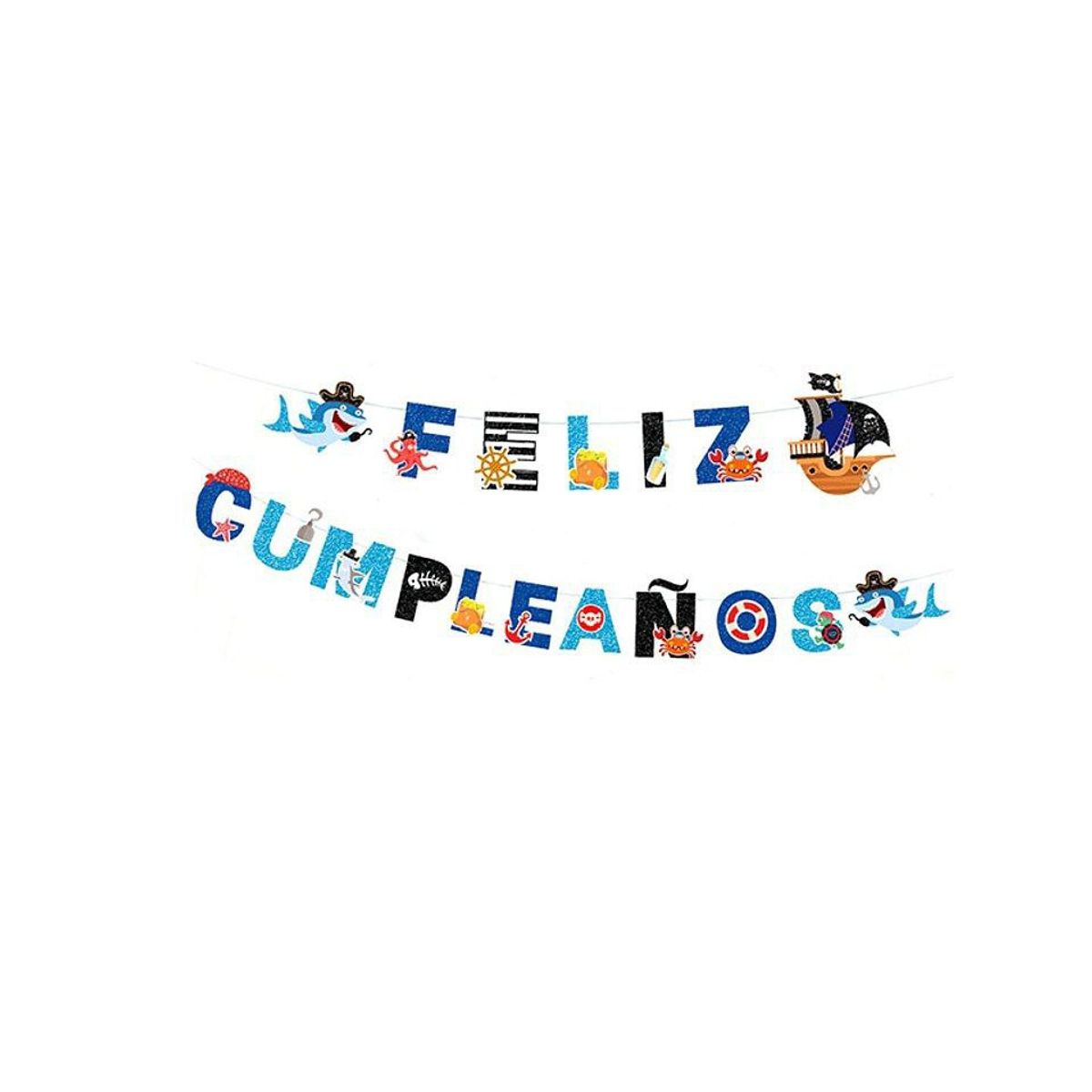 GENERICO - Guirnalda De Feliz Cumpleaños Pirata 5 M