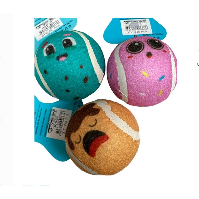 GENERICO - Set 3 Pelota De Tenis Diseños Caras Para Perros