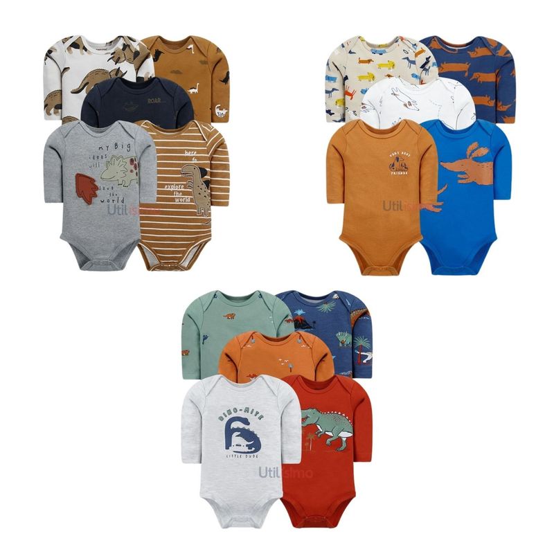TEDMIMAK - Pack 5 Bodys Tedmimak Niño Manga Larga 100% Algodón Surtidos