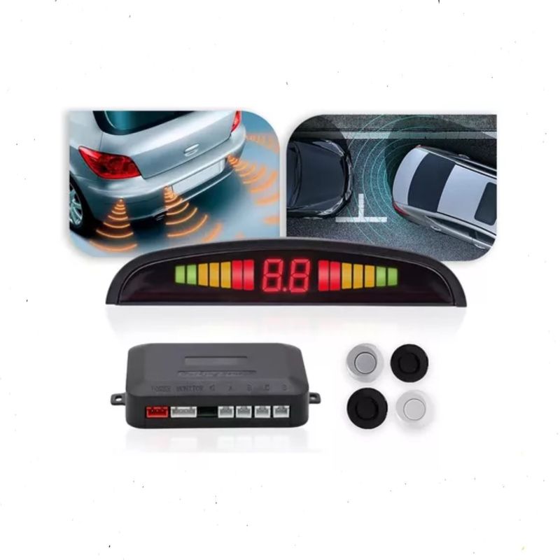 GENERICO - Sensor de estacionamiento trasero 4 sensores LED negro