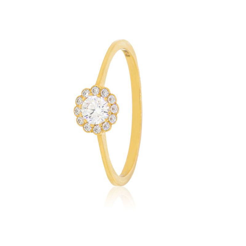 JB JOYAS BARON - Anillo Compromiso de Oro 18Kt Roseta Circonita 4,0mm