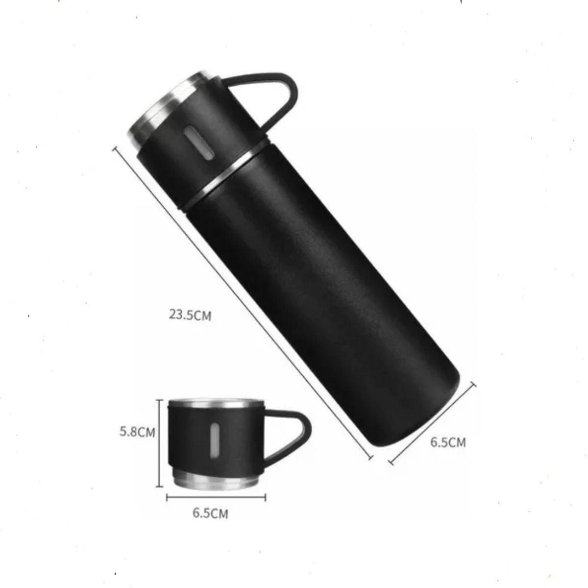 GENERICO - Set Termo Para Agua Caliente/fría + 3 Tazas 500 Ml negro