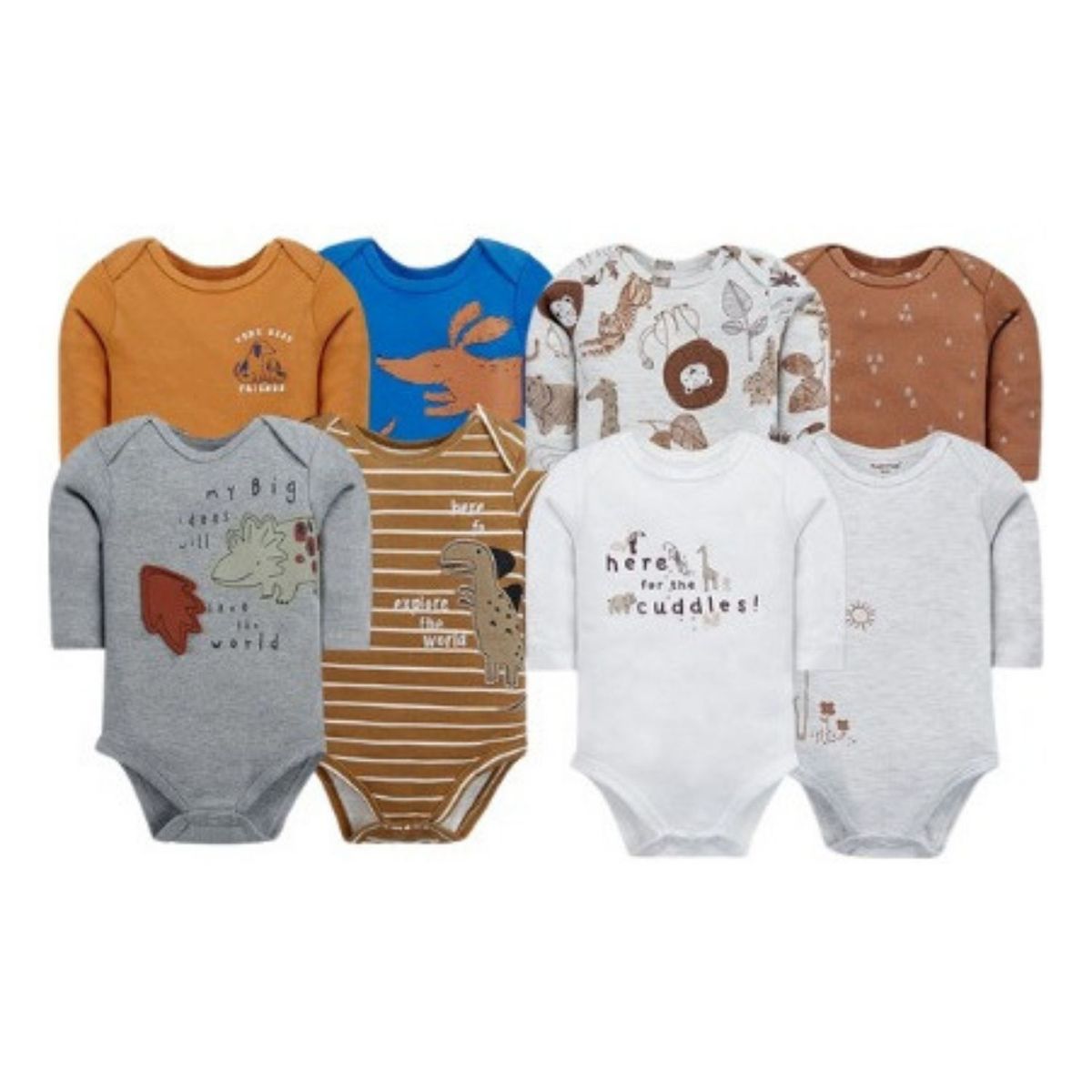 TEDMIMAK - SuperPack 8 Bodys Tedmimak Niño Manga Larga 100% Algodón Surtidos