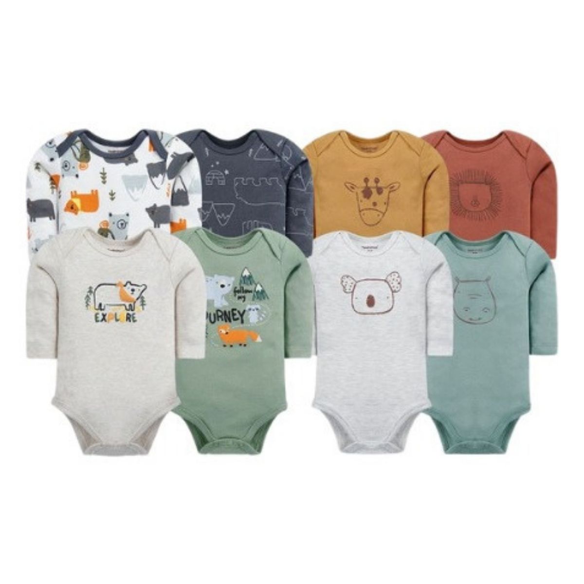 TEDMIMAK - SuperPack 8 Bodys Tedmimak Niño Manga Larga 100% Algodón Surtidos