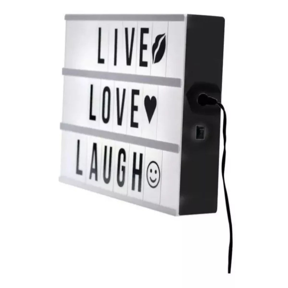 GENERICO - Caja De Luz Led Lightbox A4 Pizarra Con Letras Y Emojis Color de la luz Negro