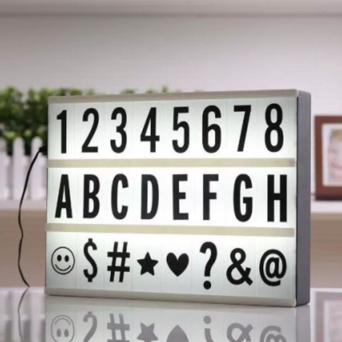 GENERICO - Caja De Luz Led Lightbox A4 Pizarra Con Letras Y Emojis Color de la luz Negro