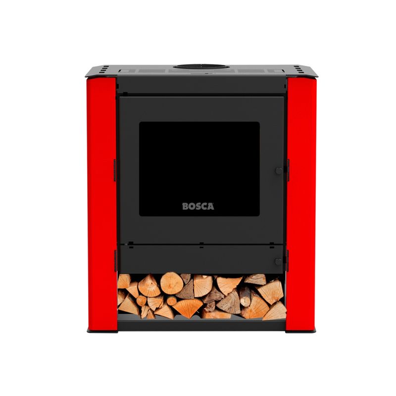 BOSCA - Estufa a leña Gold 500 Black Vision Rojo