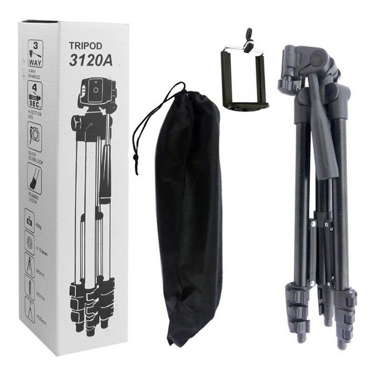 GENERICO - Trípode Cámaras Deportivas Celulares Altura 110cm