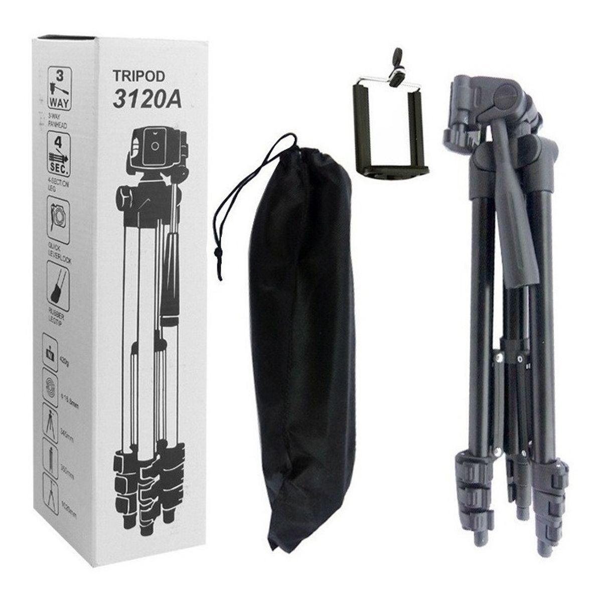 GENERICO - Trípode Cámaras Deportivas Celulares Altura 110cm