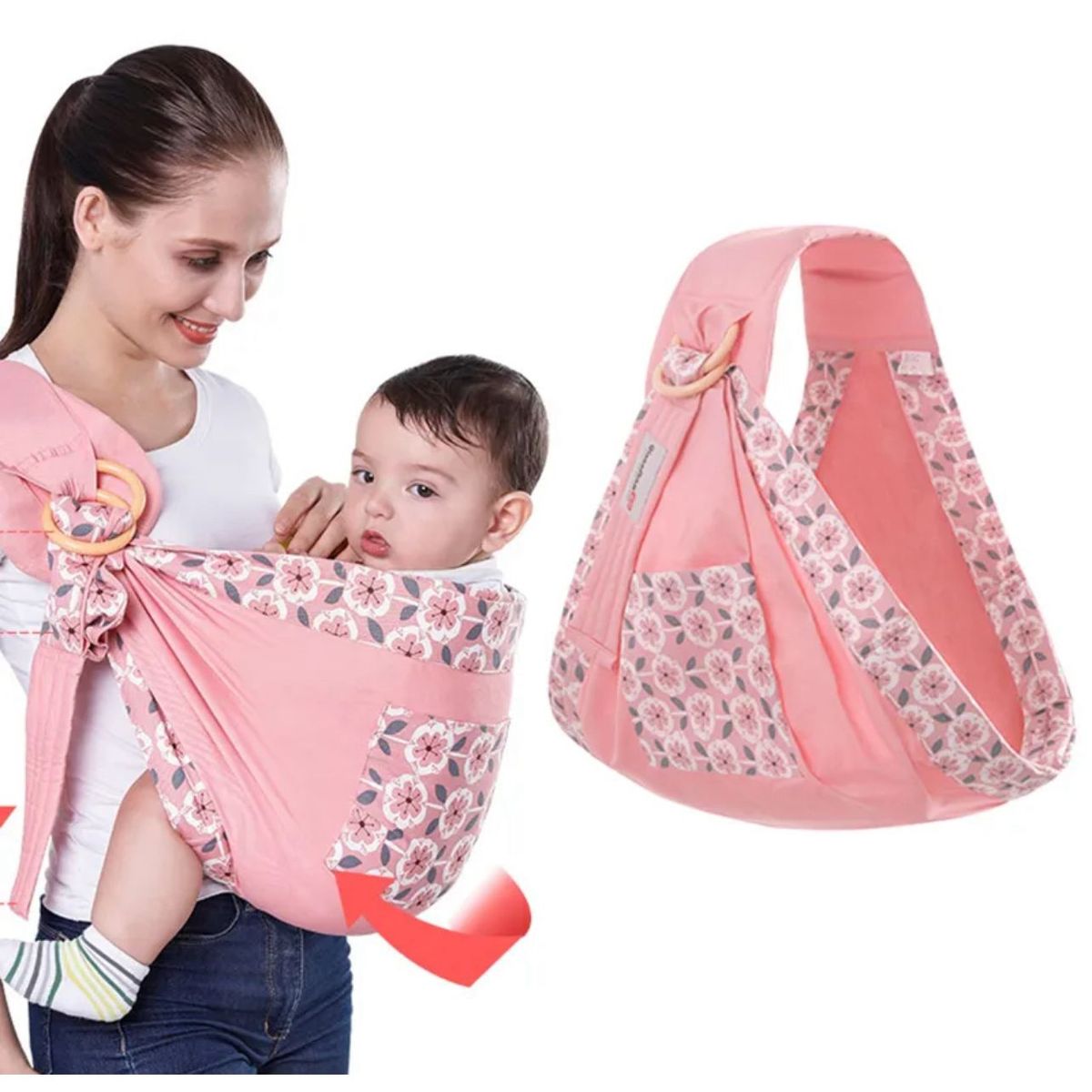 GENERICO - PORTA BEBE RECIEN NACIDO CABESTRILLO RESPIRABLE ROSADO