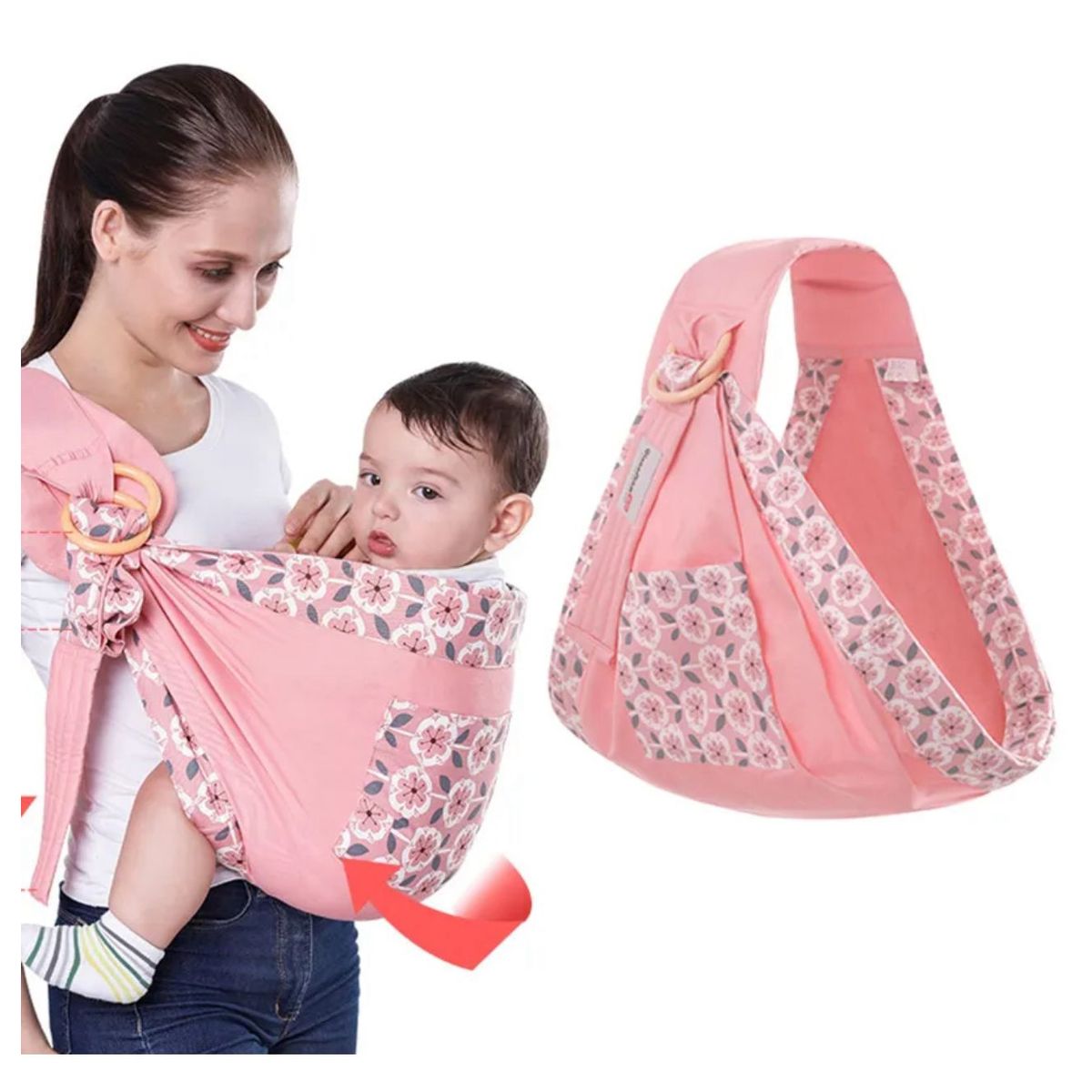 GENERICO - PORTA BEBE RECIEN NACIDO CABESTRILLO RESPIRABLE ROSADO