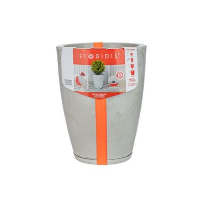 Imagen 2 del producto MACETERO GRIS EFECTO MARMOL AMSTERDAM 44CM ALTO CON PLATO