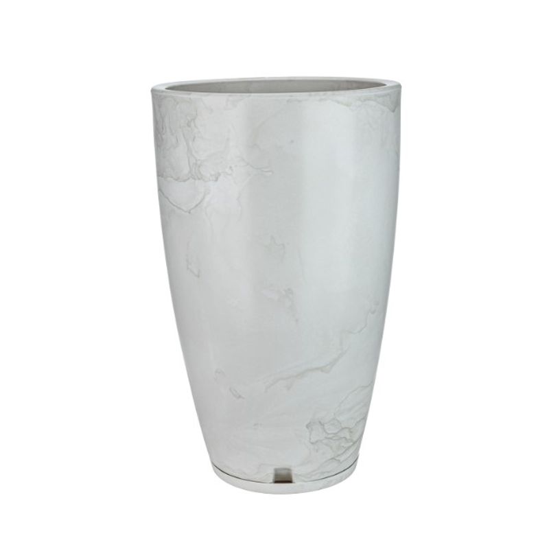 FLORIDIS - MACETERO FLORIDIS GRIS EFECTO MARMOL AMSTERDAM 65CM ALTO CON PLATO