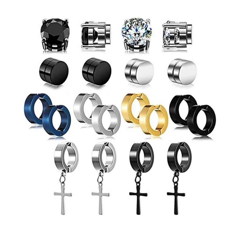 ZG JOYAS - Pack 10 Pares Aros Piercing Falsos A Presión y Magnética 6mm o 8mm