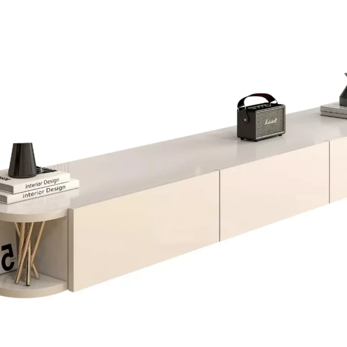 HOMER DESIGN - Rack Tv Flotante 160cm De Ancho 3 Puertas Hecho Melamina DSG024160-W