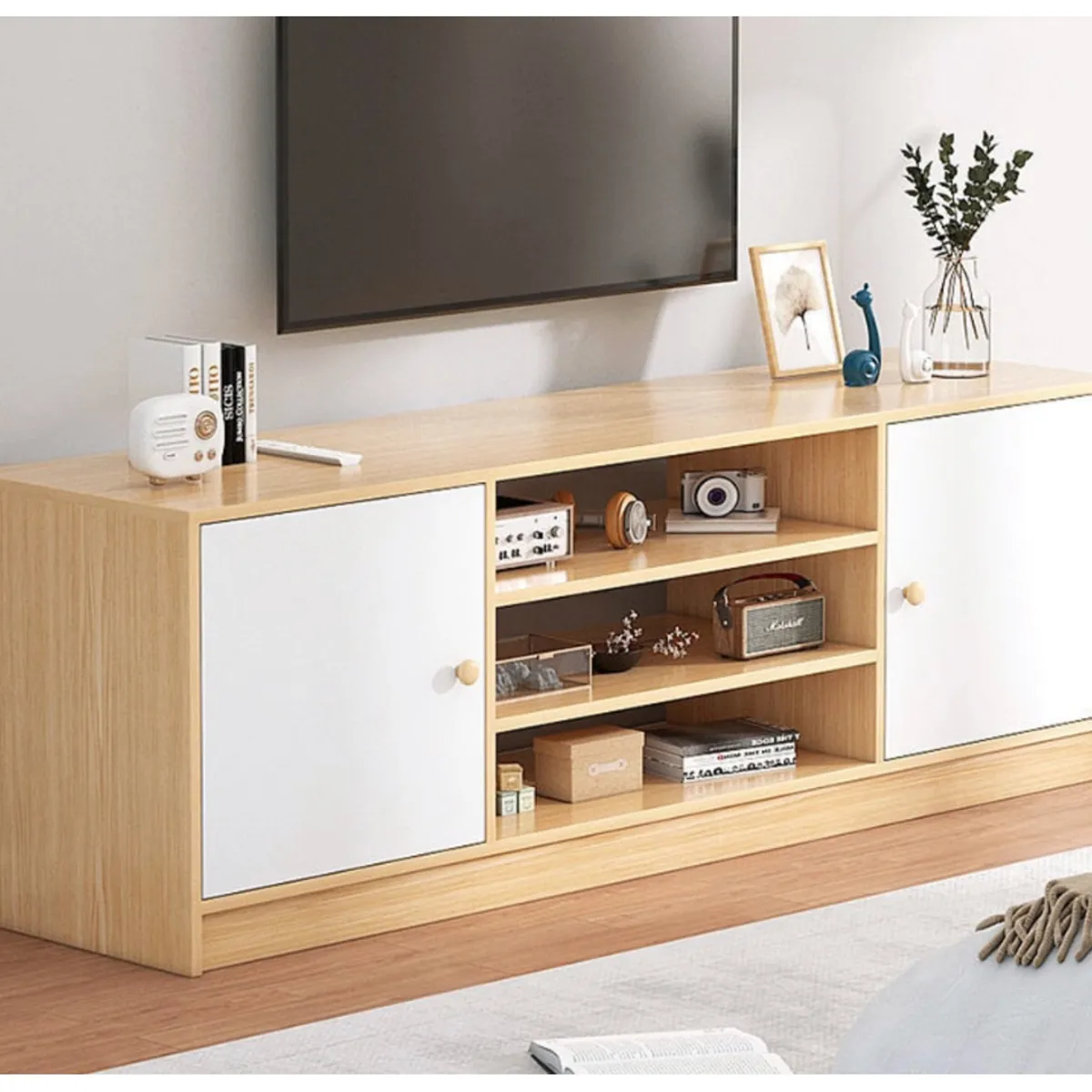 HOMER DESIGN - Rack Tv 140x29x54cm 3 cajones 2 Puerta Melamina Homer Design